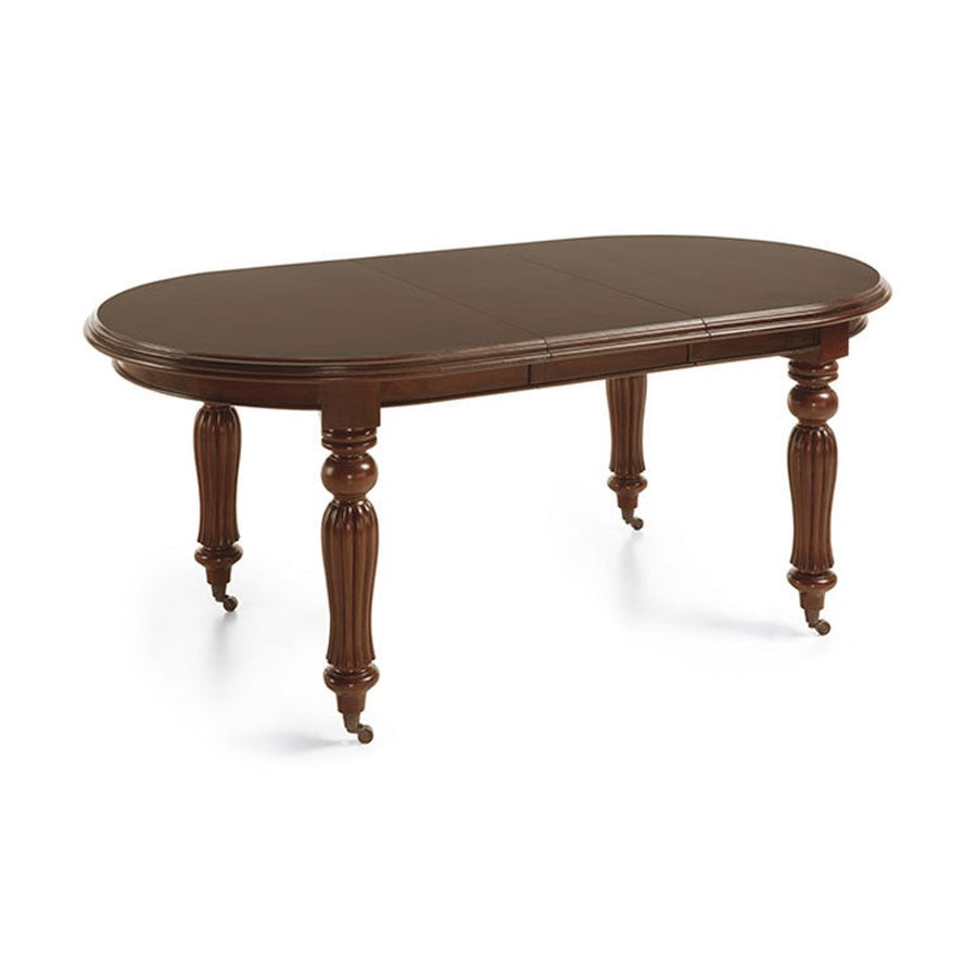 Mahagónifából készült kerekes kihúzható étkezőasztal