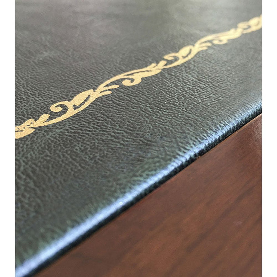 Koloniál íróasztal zöld színű műbőr asztallapja 