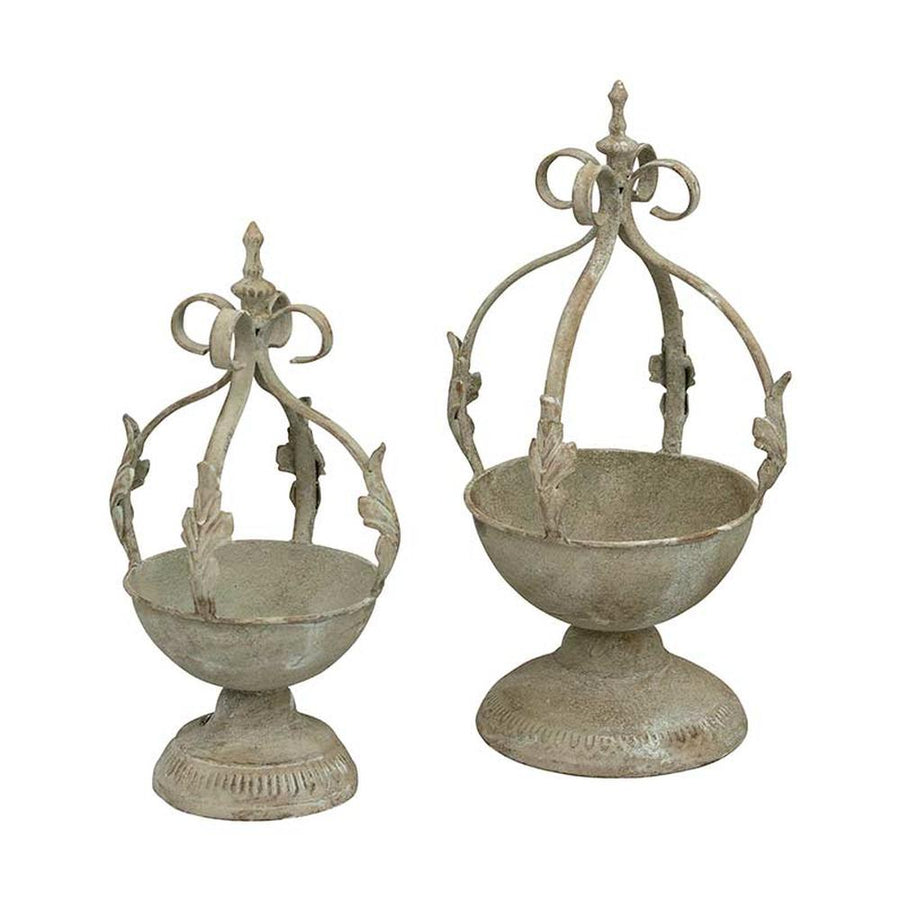 Vintage stílusú, koronás fém kaspó