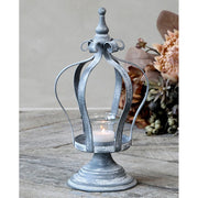 Vintage stílusú , antikolt fém koronás mécsestartó, gyertyatartó