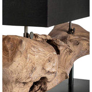 Kortárs stílusú, újrahasznosított göcsörtös mangófából készült asztali lámpa.