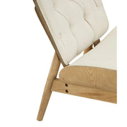 Prémium minőségű, kortárs stílusú, hajlított szilfából készült fehér színű vászonnal kárpitozott szárnyas relaxációs szék