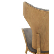 Prémium minőségű, kortárs stílusú, hajlított szilfából készült szürke színű bársonnyal kárpitozott szárnyas relaxációs szék