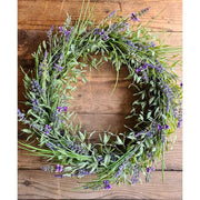 Liláskék virágzatú mű levendula koszorú.