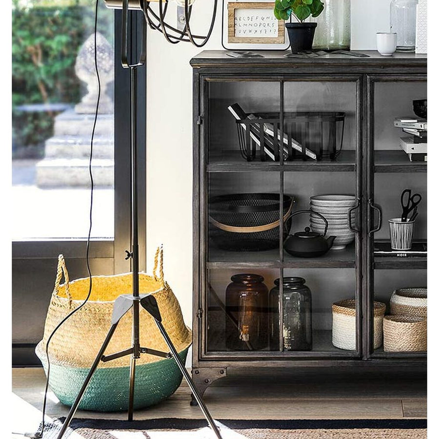 Loft stílusú, 124 cm magas, fémből készült, 3 lábú tripod állólámpa