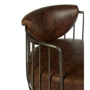 Vasból készült, 360 fokban körbe forgatható, vintage barna színű marhabőrrel kárpitozott, kortárs-loft stílusú, formatervezett prémium klubfotel.