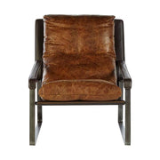 HOXTON dohánybarna relaxációs pihenő bőr fotel