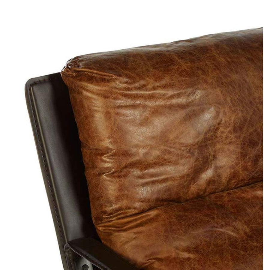 HOXTON dohánybarna relaxációs pihenő bőr fotel