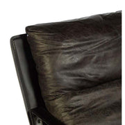 Natúr színű vasból készült, sötétbarna színű marhabőrrel kárpitozott, kortárs-loft stílusú, formatervezett prémium pihenő fotel .