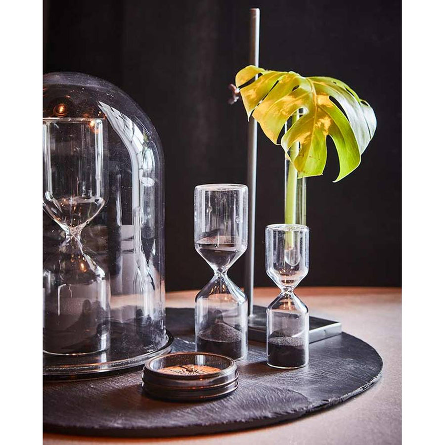 Loft stílusú, peremes üveg kémcső váza modern fémállványon