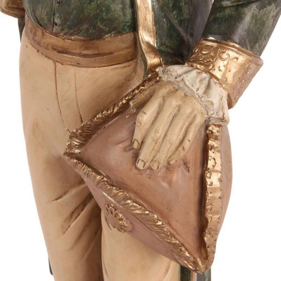 Fub Funky stílusú, antikolt felületű, nagyméretű,, zöld és pasztell színű, 18. századbeli öltözetet viselő lord kutya figura.