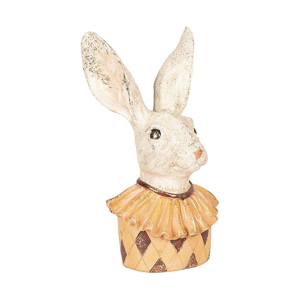 Fub Funky stílusú, 24 cm magas, kárómintás, galléros nyuszi mellszobor 