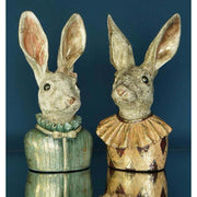 Nagyméretű 50 cm magas, Fub Funky stílusú, kárómintás, galléros nyuszi mellszobor