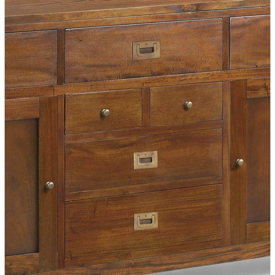 Tömör mahagónifából készült, modern-loft stílusú, kézműves tálaló.