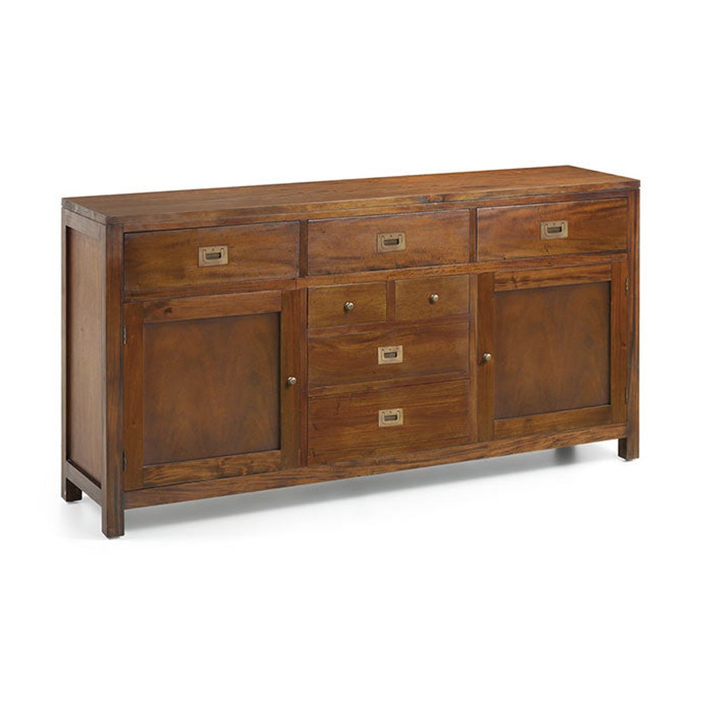 Tömör mahagónifából készült, modern-loft stílusú, kézműves tálaló.