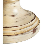 Prémium kategóriás, mangófából faragott nagyméretű, antik krém színű asztali lámpa, pamut lámpaernyővel