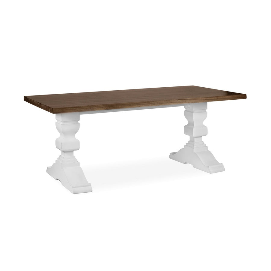 Tömör mindifából készült, modern-vidéki stílusú, 200 cm hosszú, kézműves étkezőasztal.