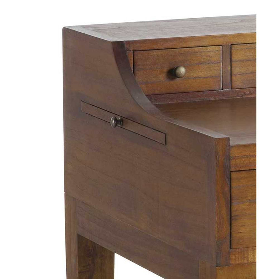 Loft stílusú, mindifából készült tábornoki íróasztal rejtett fiók részlete.