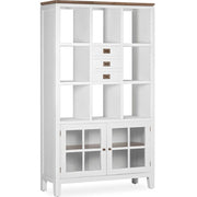 Tömör mindifából készült, modern-vidéki stílusú, 3 fiókos, kézműves könyvespolc.