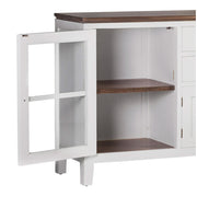 Tömör mindifából készült, modern-vidéki stílusú, kézműves vitrines tálaló.