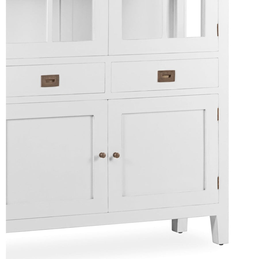 Tömör mindifából készült, modern-vidéki stílusú, kézműves vitrines tároló.