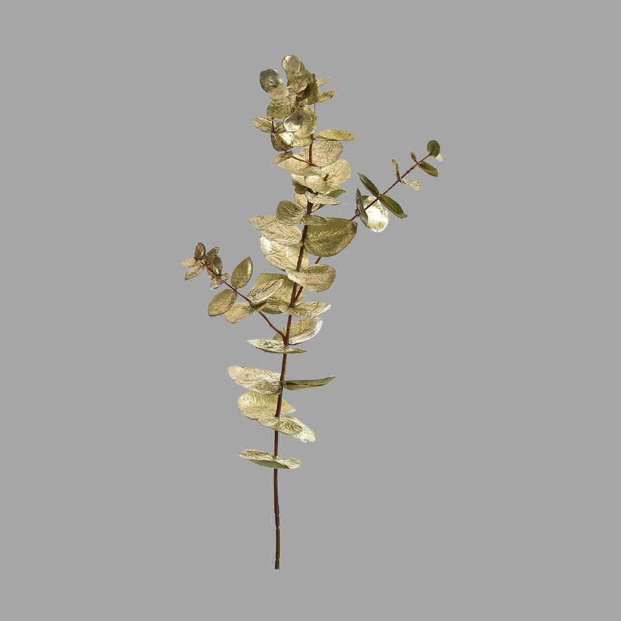 Fényes, aranyszínű levelekkel rendelkező dekor eukaliptusz ág műnövény.