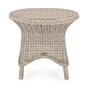 Vidéki vintage stílusú,, natúr színű műrattan kerti kisasztal.