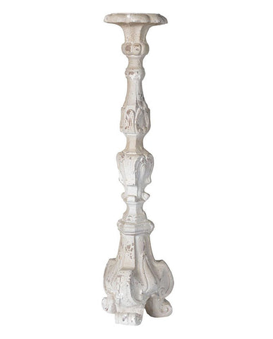 Shabby Chic stílusú, barokkos formavilágú, nagyméretű gyertyatartó