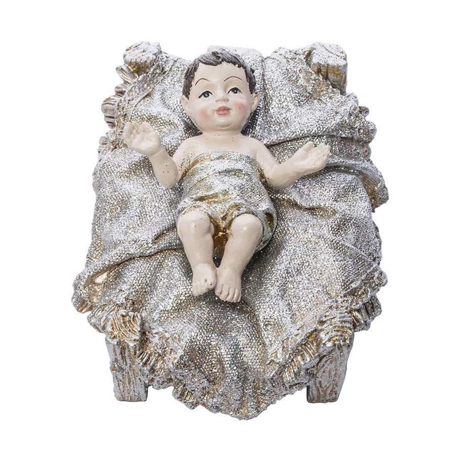 Karácsonyi betlhem kis Jézus figurája jászolban