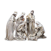 Prémium kategória! Exkluzív megjelelésű, 40 cm magas, antik ezüst és arany színű karácsonyi betlehem