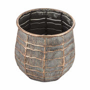 Dombormintás felületű, réz színű, nagyméretű fém kaspó