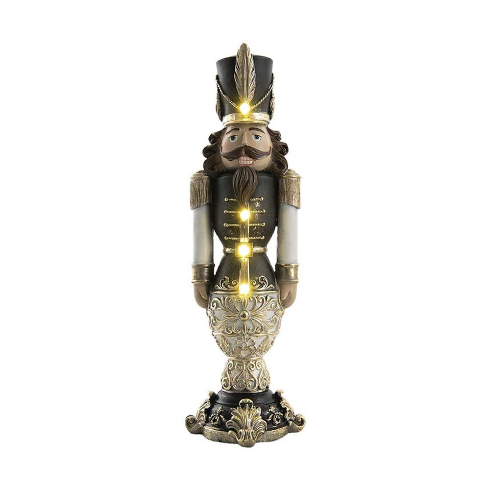 LED-es karácsonyi diótörő katona 58 cm fekete-krém "Nutcracker"