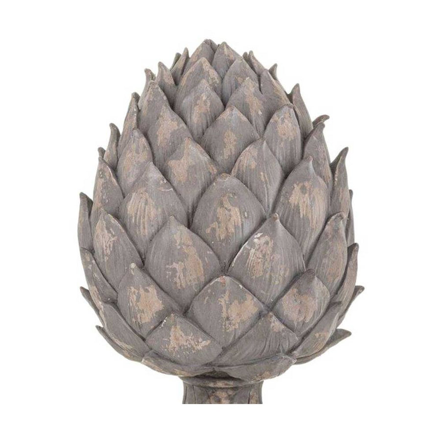 Shabby Chic stílusú, nagyméretű, 36 cm magas, antik barna színű dekoratív toboz dísz