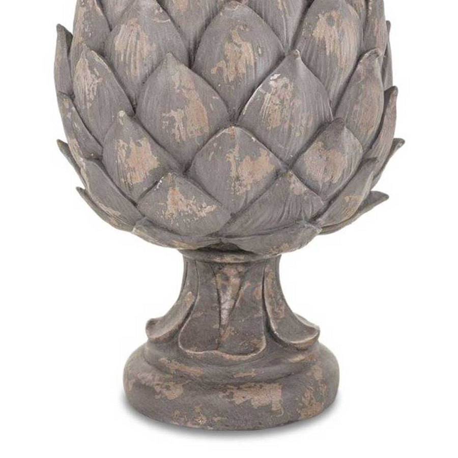 Shabby Chic stílusú, nagyméretű, 36 cm magas, antik barna színű dekoratív toboz dísz