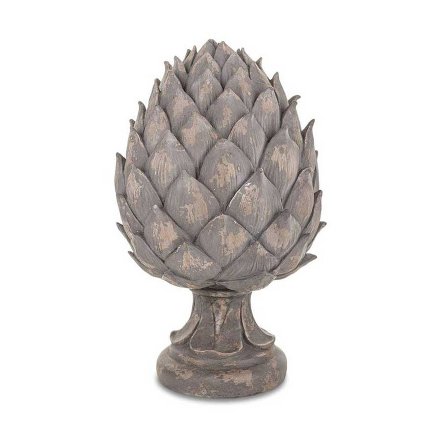 Shabby Chic stílusú, nagyméretű, 36 cm magas, antik barna színű dekoratív toboz dísz