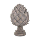 Shabby Chic stílusú, nagyméretű, 36 cm magas, antik barna színű dekoratív toboz dísz