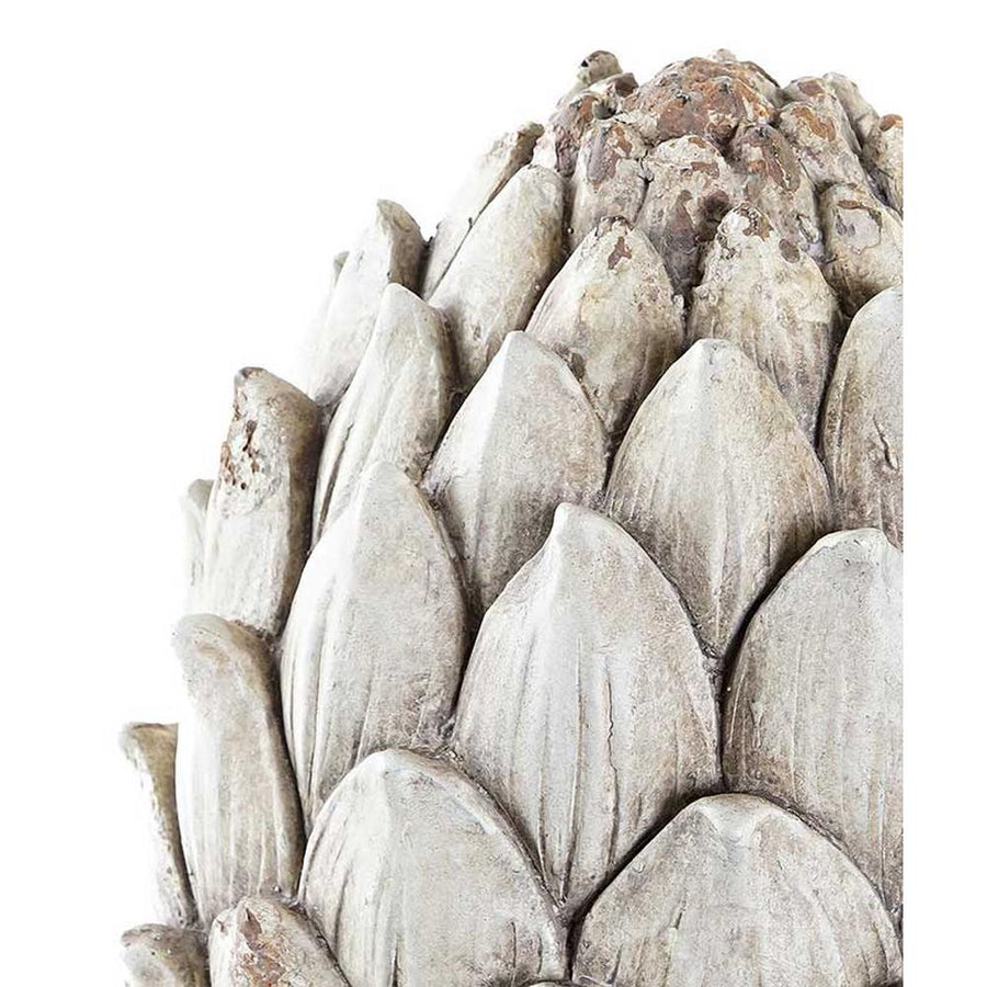 Shabby Chic stílusú, nagyméretű, 41 cm magas, antik krém színű dekoratív toboz dísz