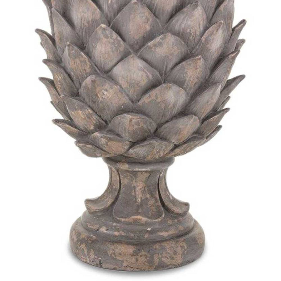 Shabby Chic stílusú, nagyméretű, 46 cm magas, antik barna színű dekoratív toboz dísz