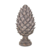 Shabby Chic stílusú, nagyméretű, 46 cm magas, antik barna színű dekoratív toboz dísz