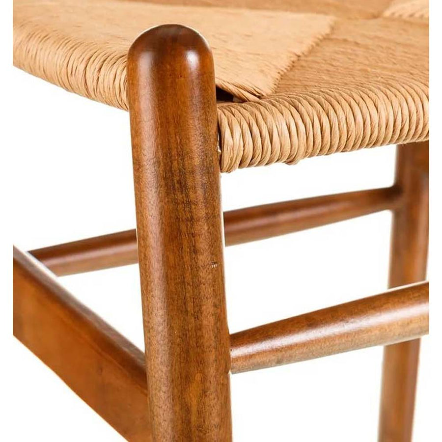 Vintage stílusú, nyírfából készült, natúr színű rattan ülőfelülettel rendelkező, formatervezett kézműves karosszék