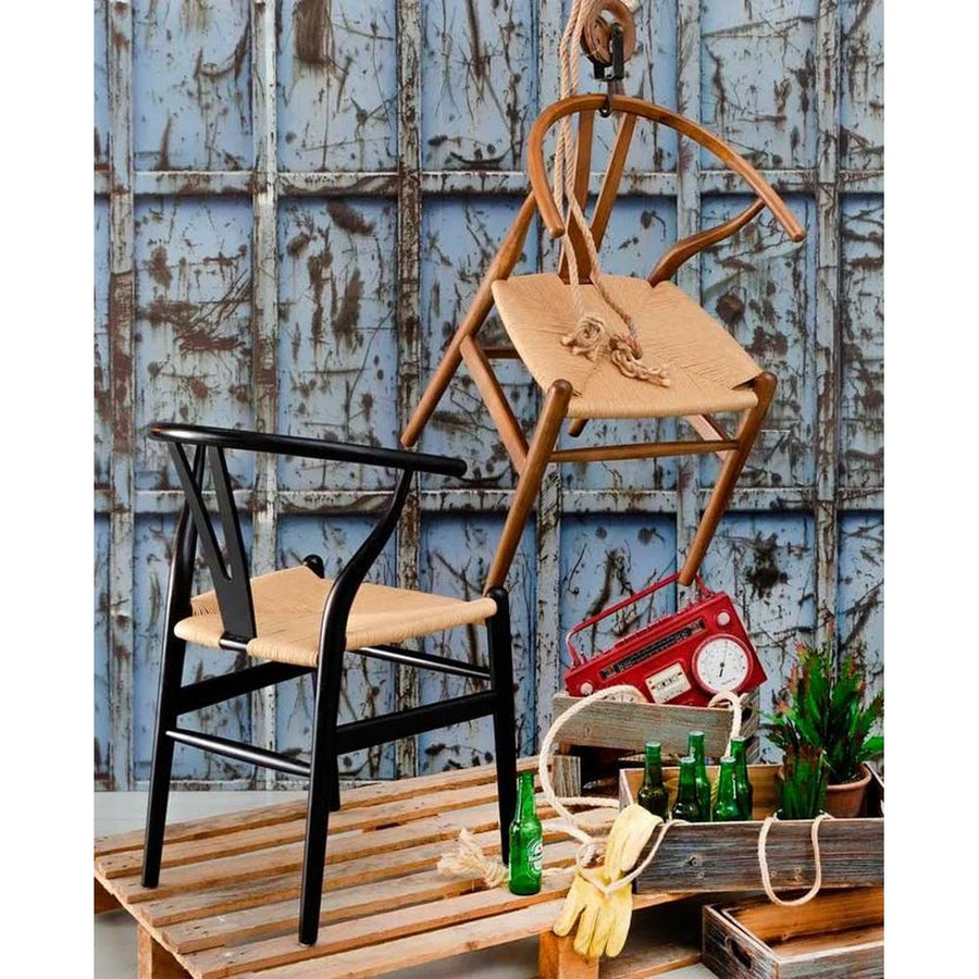 Vintage stílusú, nyírfából készült, natúr színű rattan ülőfelülettel rendelkező, formatervezett kézműves karosszék