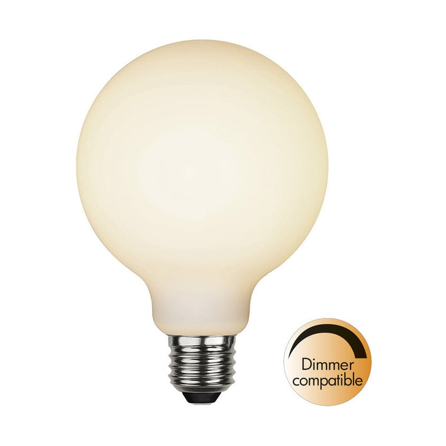Matt felületű opál LED izzó, dimmer funkciót jelölő jelzéssel..
