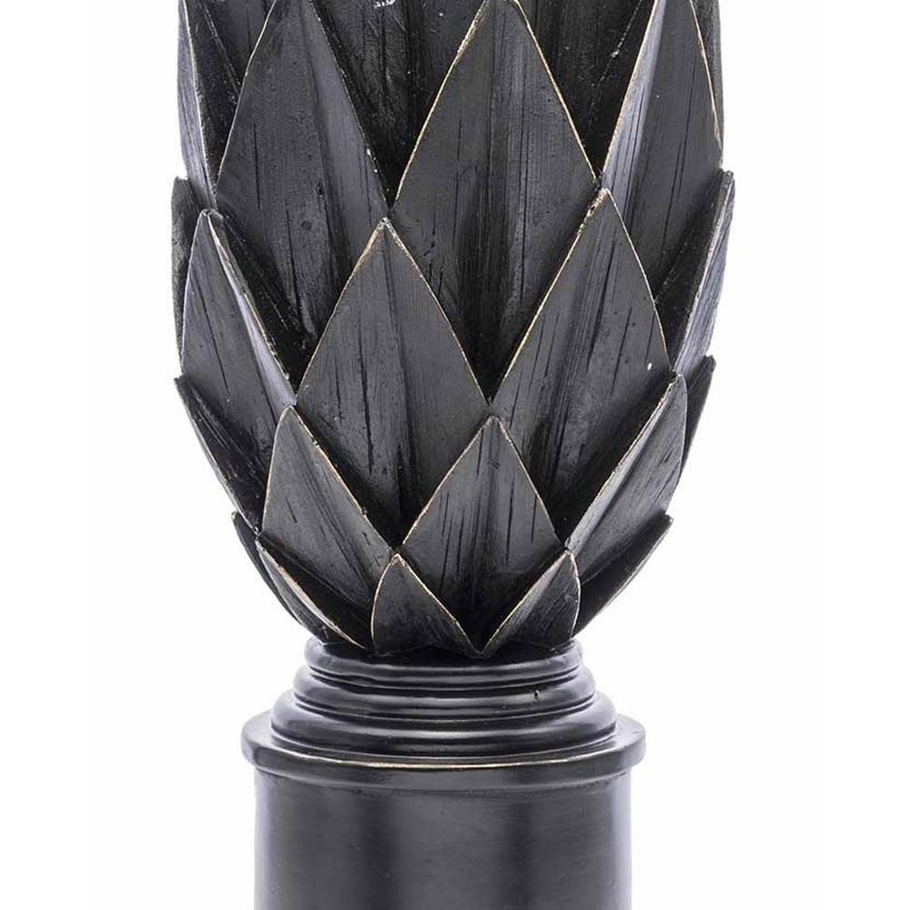 Moulin Noir (ódon fekete) stílusú, óriás méretű, 60,5 cm magas, antik fekete színű dekoratív articsóka dísz közeli képe 