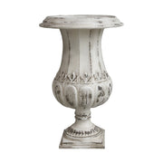 Vidéki, provanszi stílusú, antikolt felületű, krém színű, óriás fém kaspó,