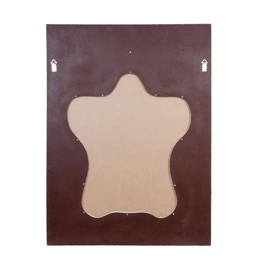 Prémium kategóriás, 128 cm magas, Shabby Chic stílusú, tört fehér színű, antikolt felületű, díszes indamintás kerettel díszített falitükör