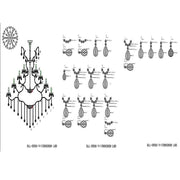 Prémium minőségű, klasszikus stílusú, nagy méretű, üveg kristály csillár