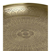 Oriental stílusú, réz színű, maratott keleti indamintákkal díszített fém tálca