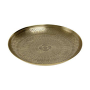 Oriental stílusú, réz színű, maratott keleti indamintákkal díszített fém tálca