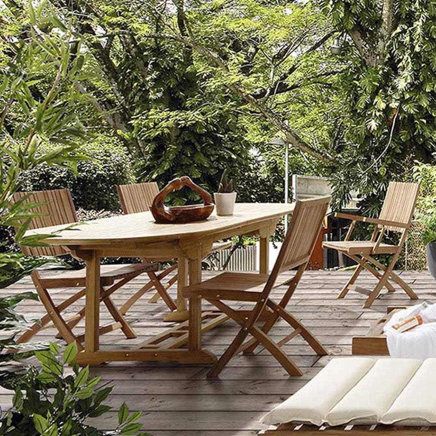 Prémium minőségű, mediterrán stílusú, összecsukható kézműves kerti teakfa szék