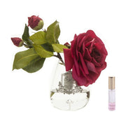 Prémium minőségű, kármin színű, bazsarózsa illatú parfümös tearózsa kompozíció díszdobozban